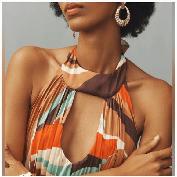 Anthropologie Hutch Halter Pleated Swing Mini Dress Size Medium - Picture 3 of 3